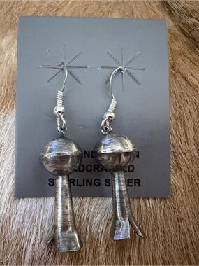 ❤️ Signed Navajo Phillip Martin Squash Blossom Dangle Sterling Silver Earrings